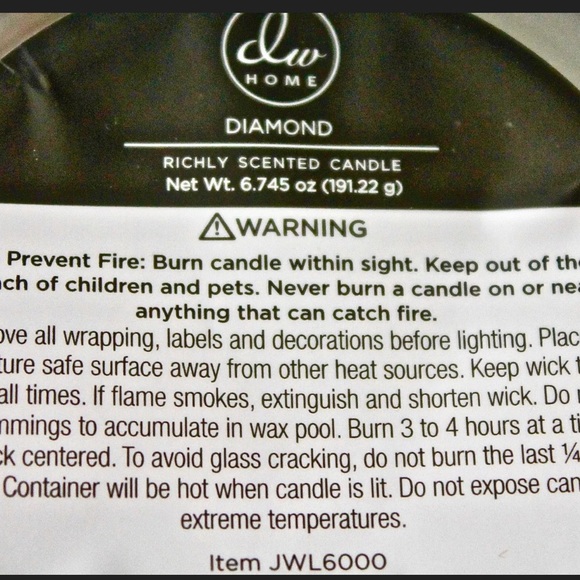 DW HOME CANDLE DIAMOND LOVE COURAGE RICHLY SCENTED 1 WICK DIAMOND ACCENT NEW - Picture 4 of 4